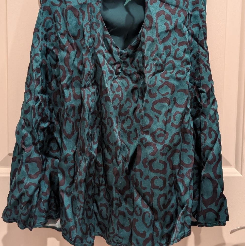 For Love And Lemons Green Wendy Strappy Green Leopard Print Mini Dress Large NWT - Picture 10 of 13